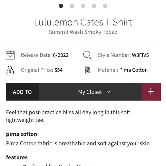 Lululemon Cates T-Shirt Summit Wash Smoky Topaz 2 - Picture 2 of 6